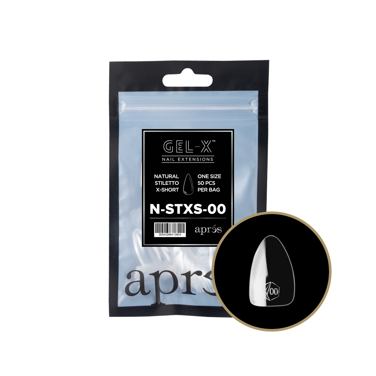 Gel-X® Natural Stiletto Extra Short Refill Bag – Size 00 (50pcs)