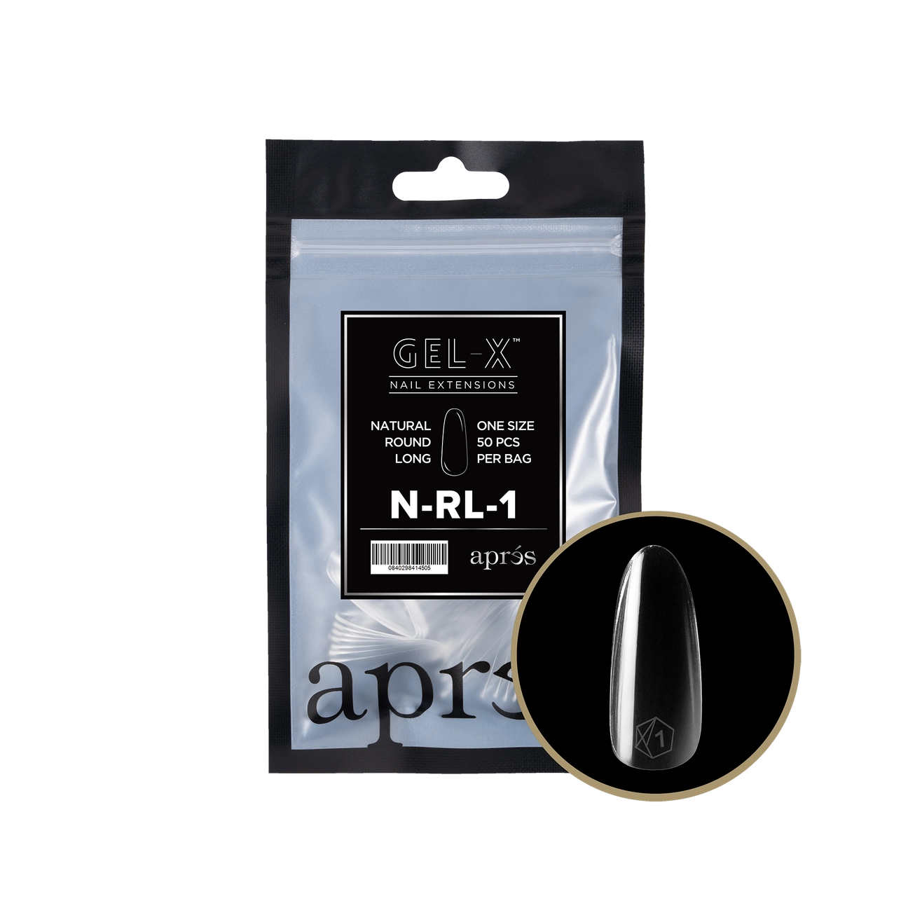 Gel-X® Natural Round Long Refill Bag – Size 1 (50pcs)