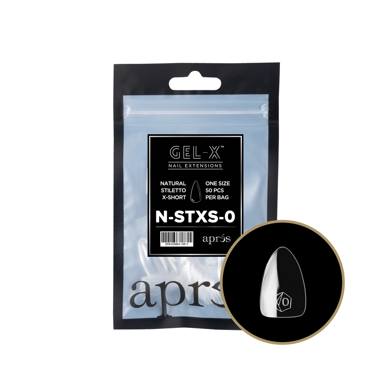 Gel-X® Natural Stiletto Extra Short Refill Bag – Size 0 (50pcs)