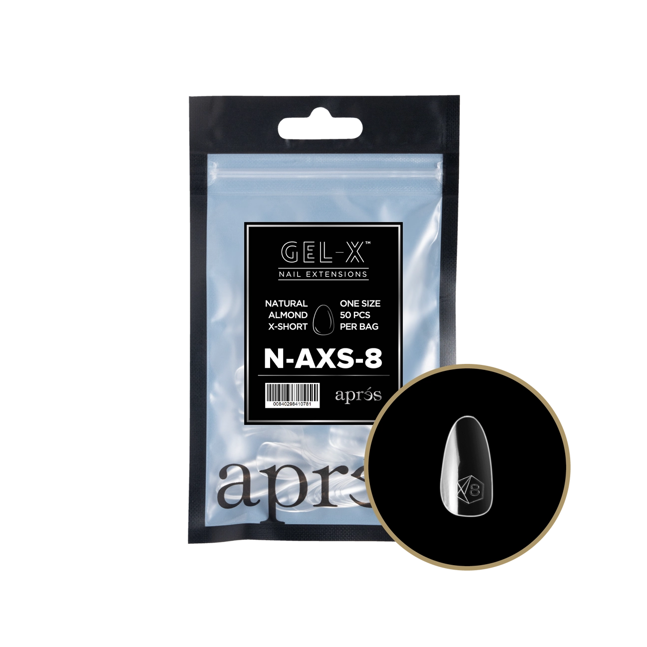 Gel-X® Natural Almond Extra Short Refill Bag – Size 8 (50pcs)