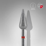 Diamond nail drill bit pointed pear red EXPERT head diameter 5 mm / working part 12 mm SKU: FA100R050/12 Availability: In stock