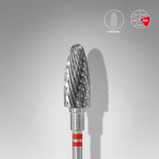 Staleks Carbide nail drill bit "corn" red, 6 mm for left-handed users
