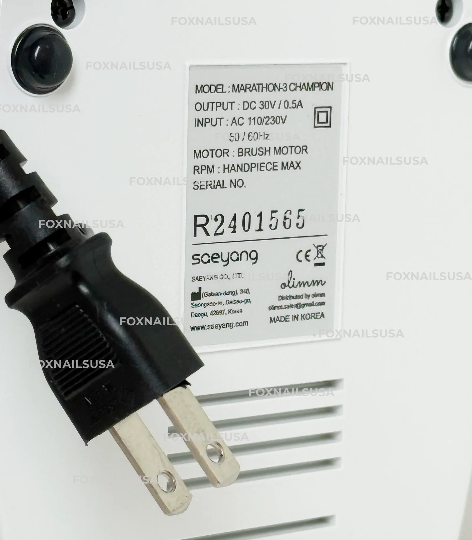 Marathon Champion 3 White + H37L1 35k RPM — E-File Nail Drill Machine