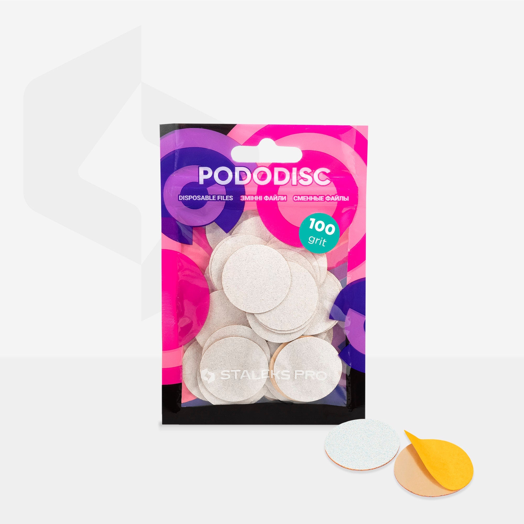 Staleks Disposable THIN white files for pedicure disc PODODISC L 100 grit (50 pcs)