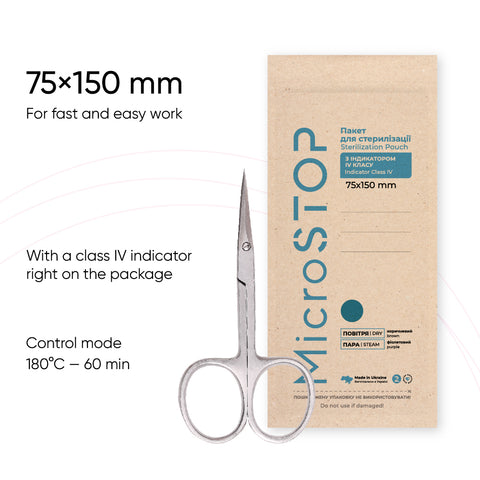 MicroSTOP ECO Sterilization Pouches 75×150 mm (100 pcs) – Class IV