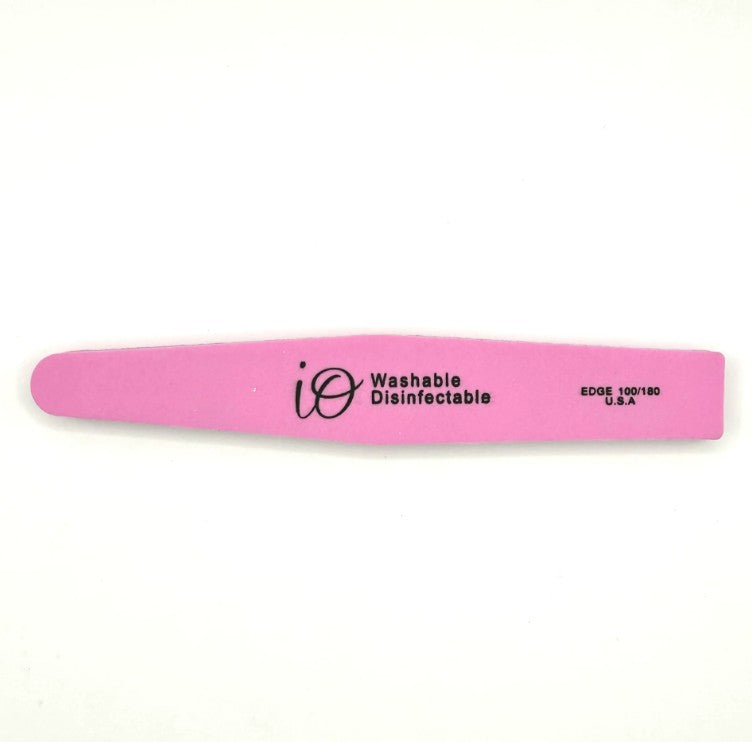 iO Straight Nail File 100/180 Grit – Washable & Disinfectable – Pink Edge File