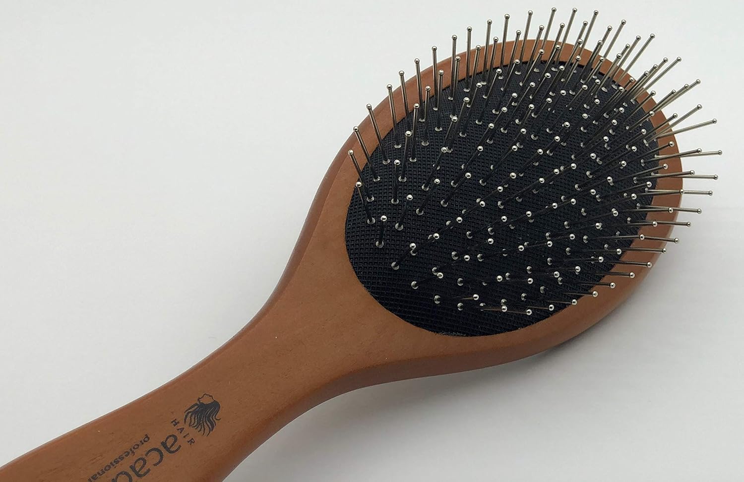 Hair Academie Wooden Round Antystatic Hair Brush with Iron Bristles for Massag