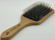 Wooden Paddle Antystatic Hair Brush with Iron Bristles for Massage