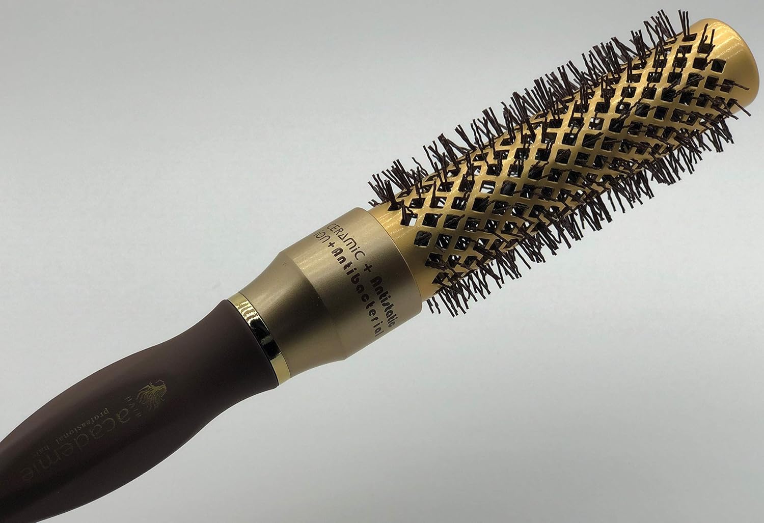 Round Hair Brush Small 25mm – Gold Barrel Blow Dry Brush for Styling Short Hair