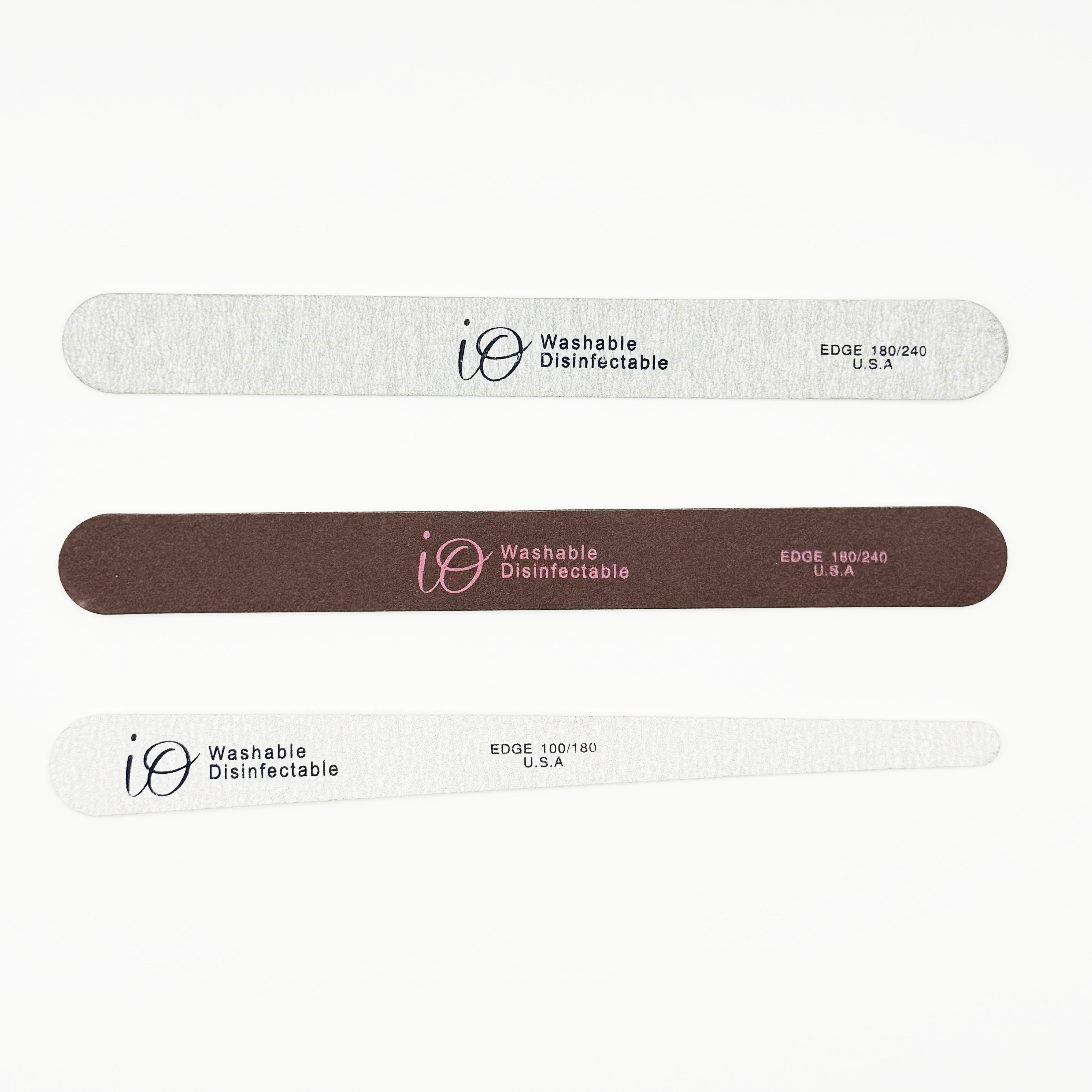 iO Professional Nail File 180/240 Grit – Washable & Disinfectable Emery Board