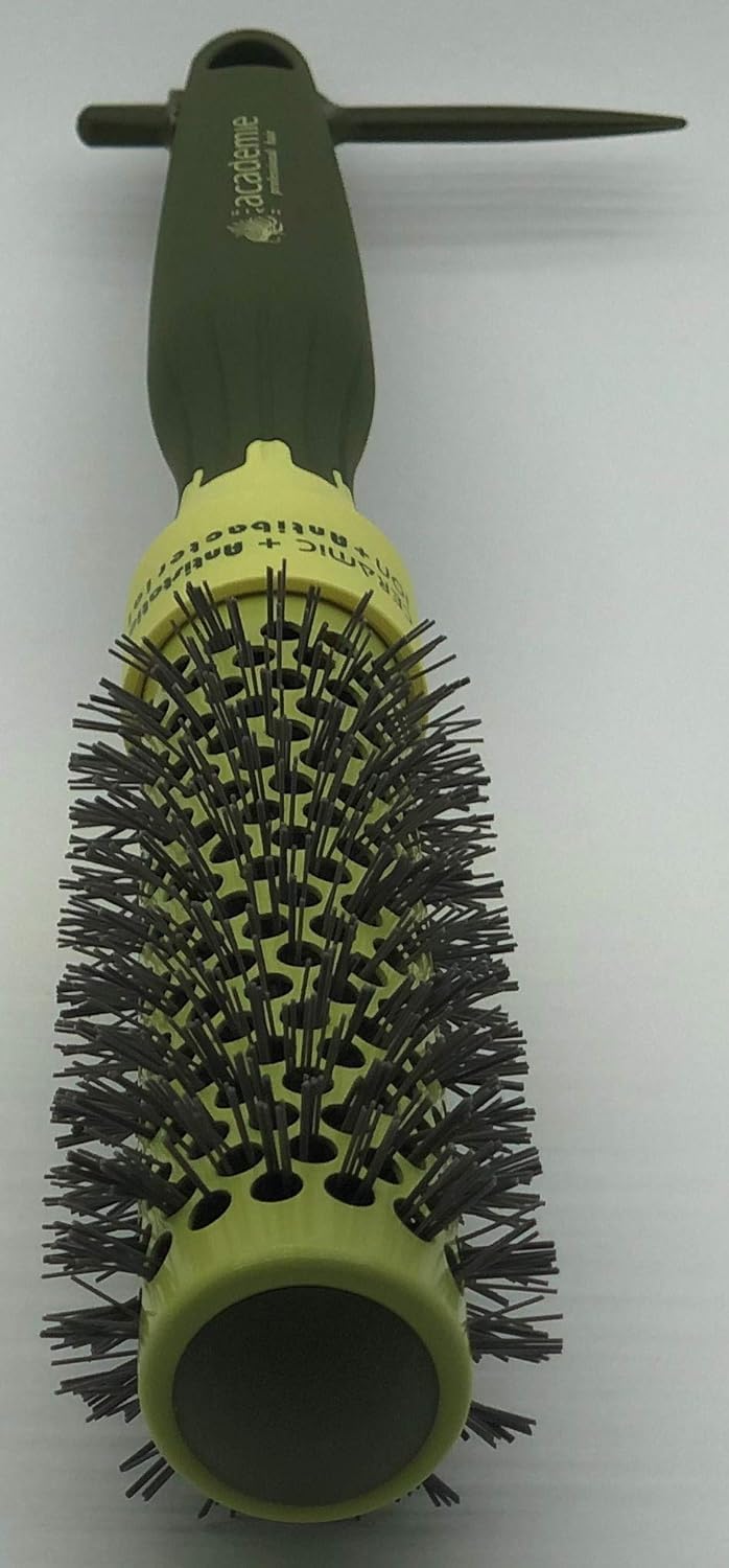 Thermal Round Hair Brush with Retractable Sectioning Pick (Small 25mm, Dark Green)