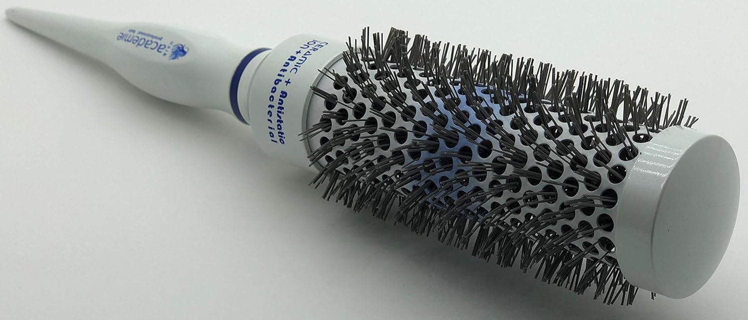 Medium Round Styling Brush – 33mm Barrel with White Handle – Lightweight Blow Dry Brush for Smooth Styling