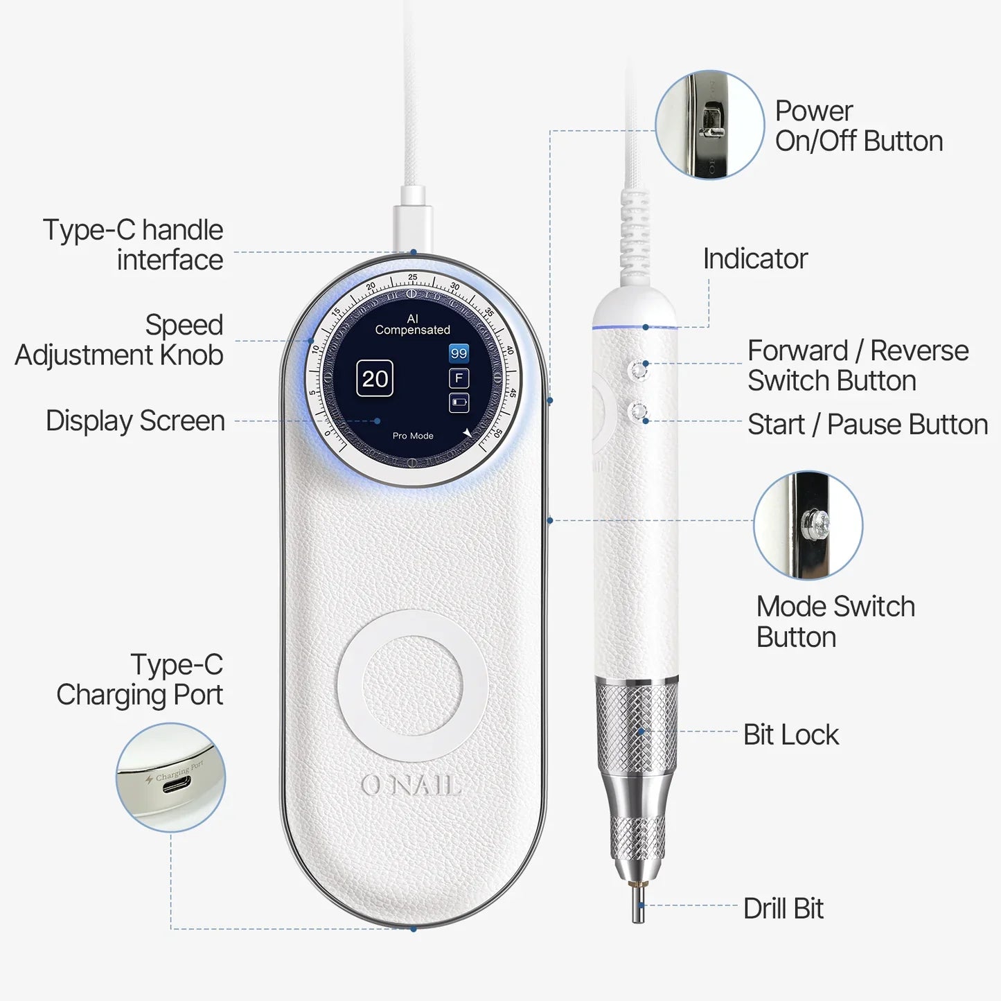 O NAIL AI Precision Nail Drill
