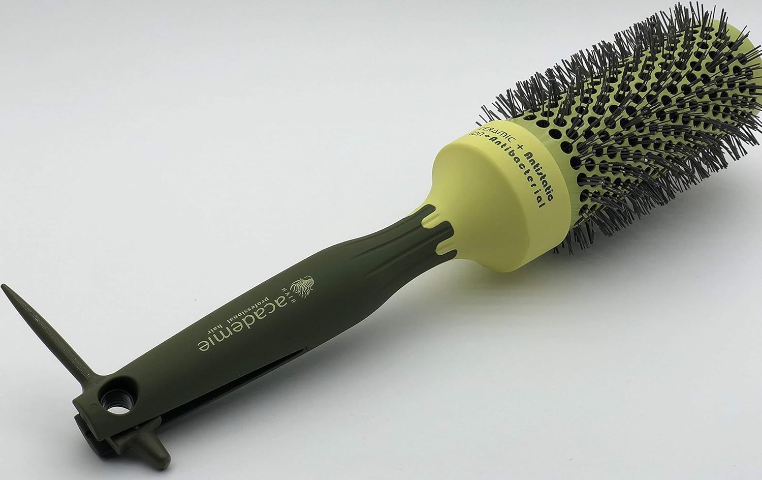 Thermal Round Hair Brush with Retractable Sectioning Pick (Large 43mm, Dark Green)