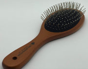 Hair Academie Wooden Round Antystatic Hair Brush with Iron Bristles for Massag