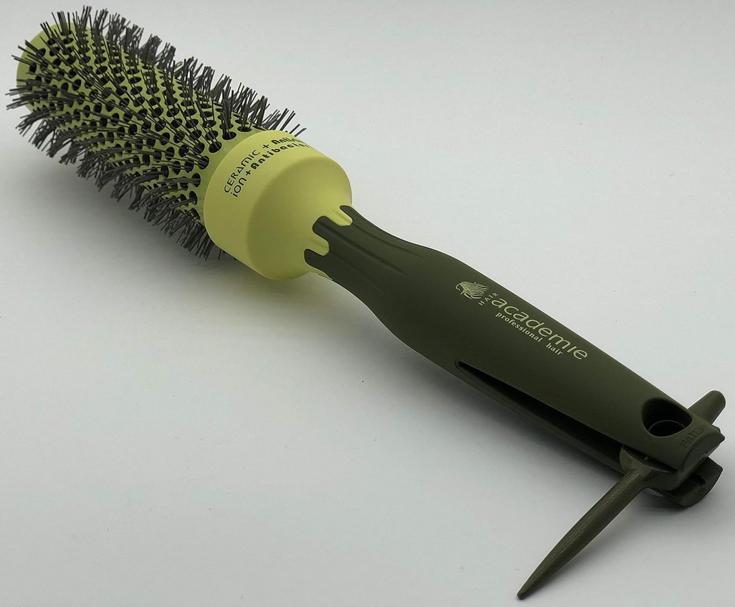 Thermal Round Hair Brush with Retractable Sectioning Pick (Medium 33mm, Dark Green)
