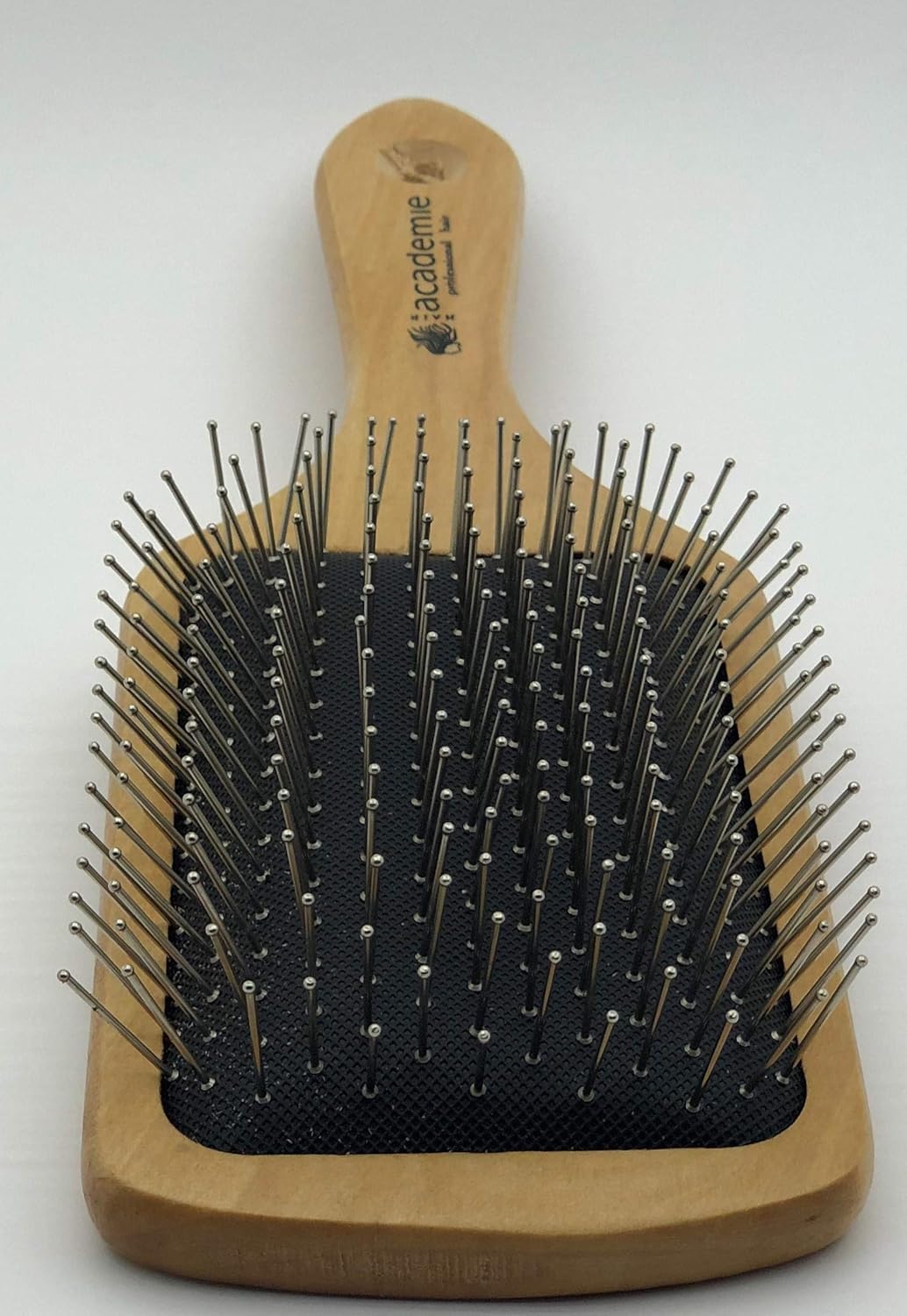 Wooden Paddle Antystatic Hair Brush with Iron Bristles for Massage