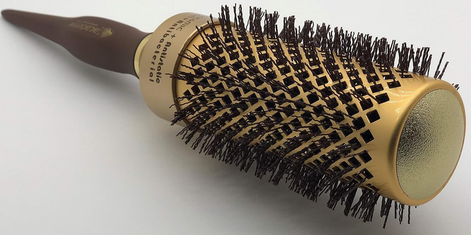 Round Hair Brush – Large 43mm Gold Barrel – Professional Styling Brush for Blow Drying & Volume