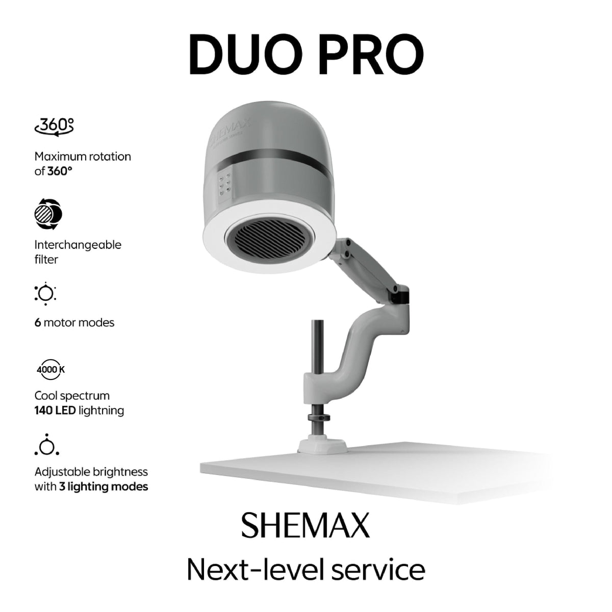 New Shemax Duo Pro White — Professional manicure nail dust collector