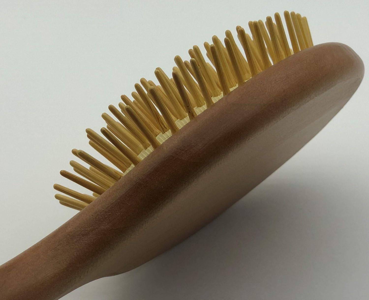 Wooden Round Antystatic Hair Brush with Bamboo Bristles for Massage