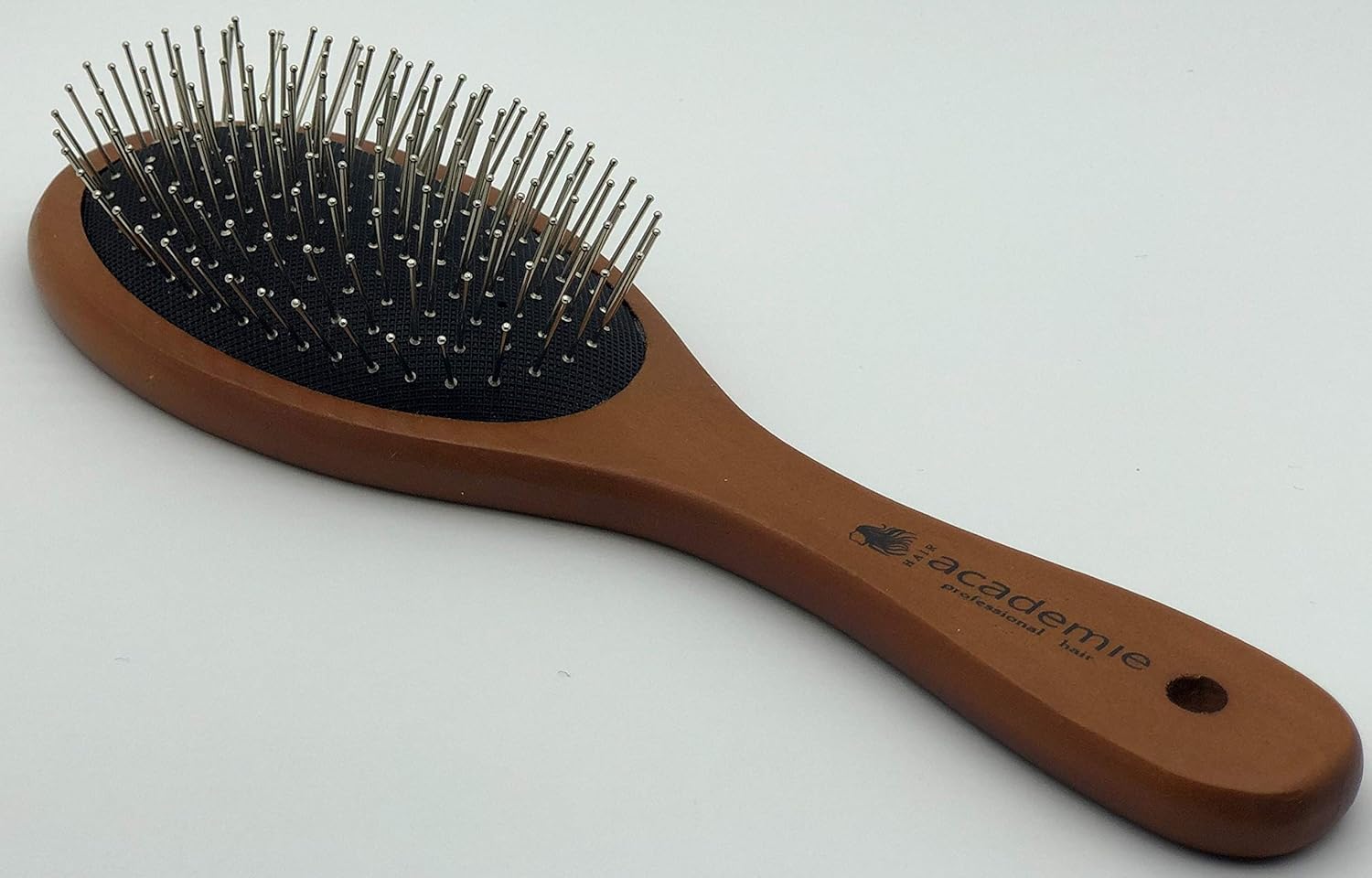 Hair Academie Wooden Round Antystatic Hair Brush with Iron Bristles for Massag