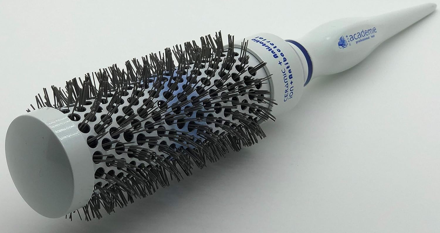 Medium Round Styling Brush – 33mm Barrel with White Handle – Lightweight Blow Dry Brush for Smooth Styling