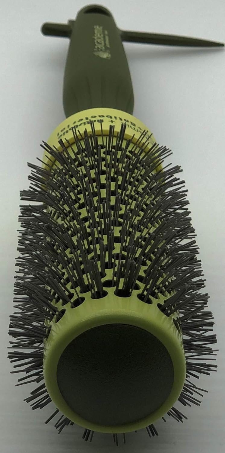 Thermal Round Hair Brush with Retractable Sectioning Pick (Medium 33mm, Dark Green)