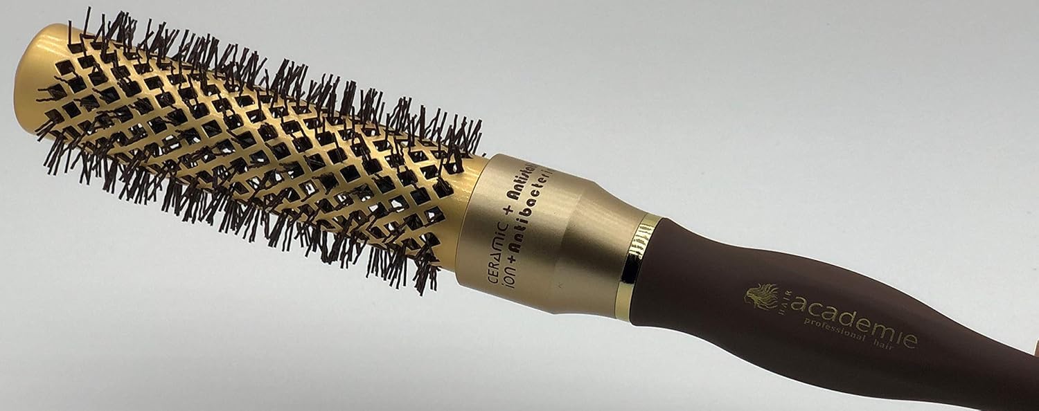 Round Hair Brush Small 25mm – Gold Barrel Blow Dry Brush for Styling Short Hair