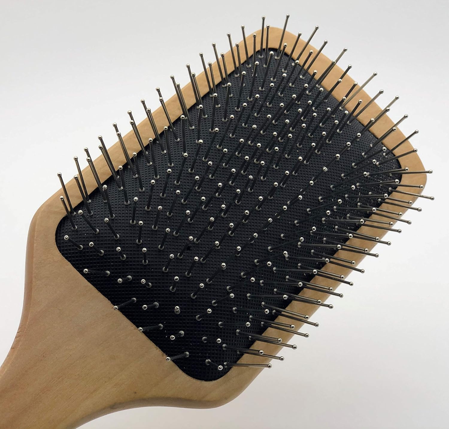 Wooden Paddle Antystatic Hair Brush with Iron Bristles for Massage