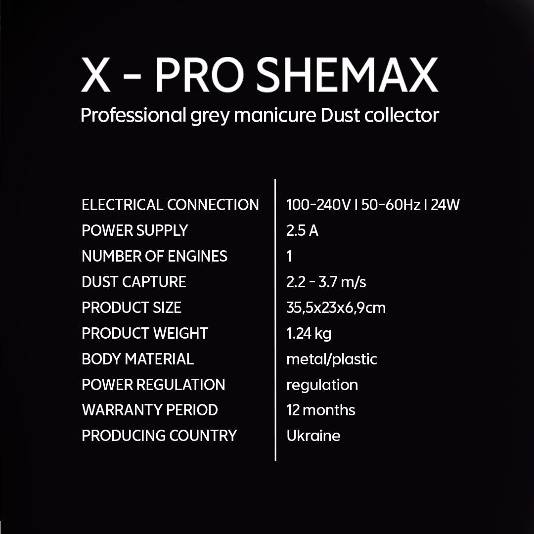 New Shemax Style X-Pro White — Professional manicure nail dust collector