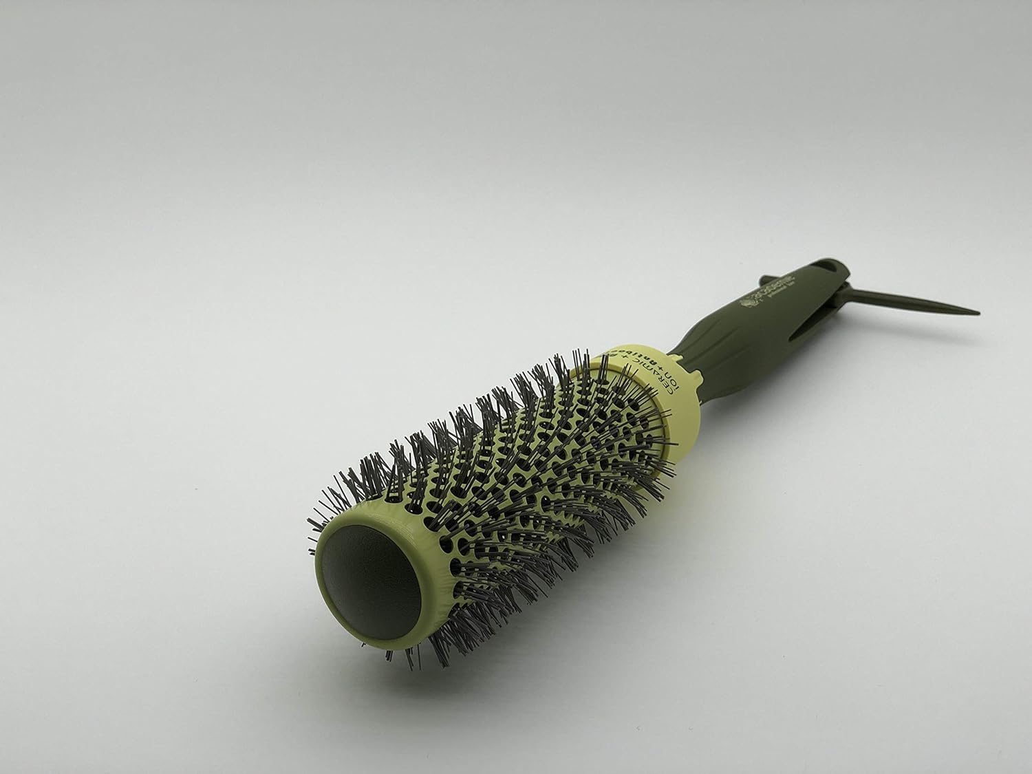 Thermal Round Hair Brush with Retractable Sectioning Pick (Medium 33mm, Dark Green)
