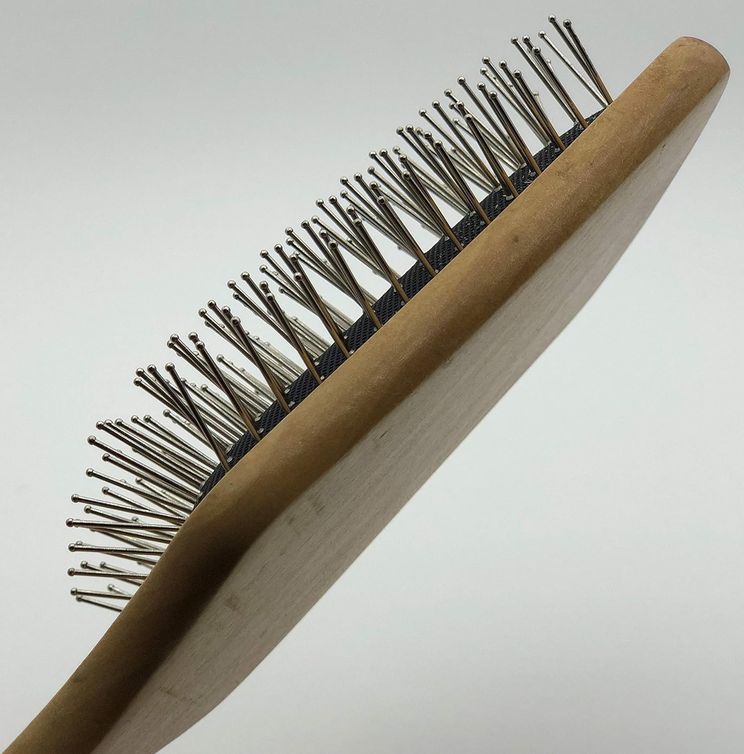 Wooden Paddle Antystatic Hair Brush with Iron Bristles for Massage