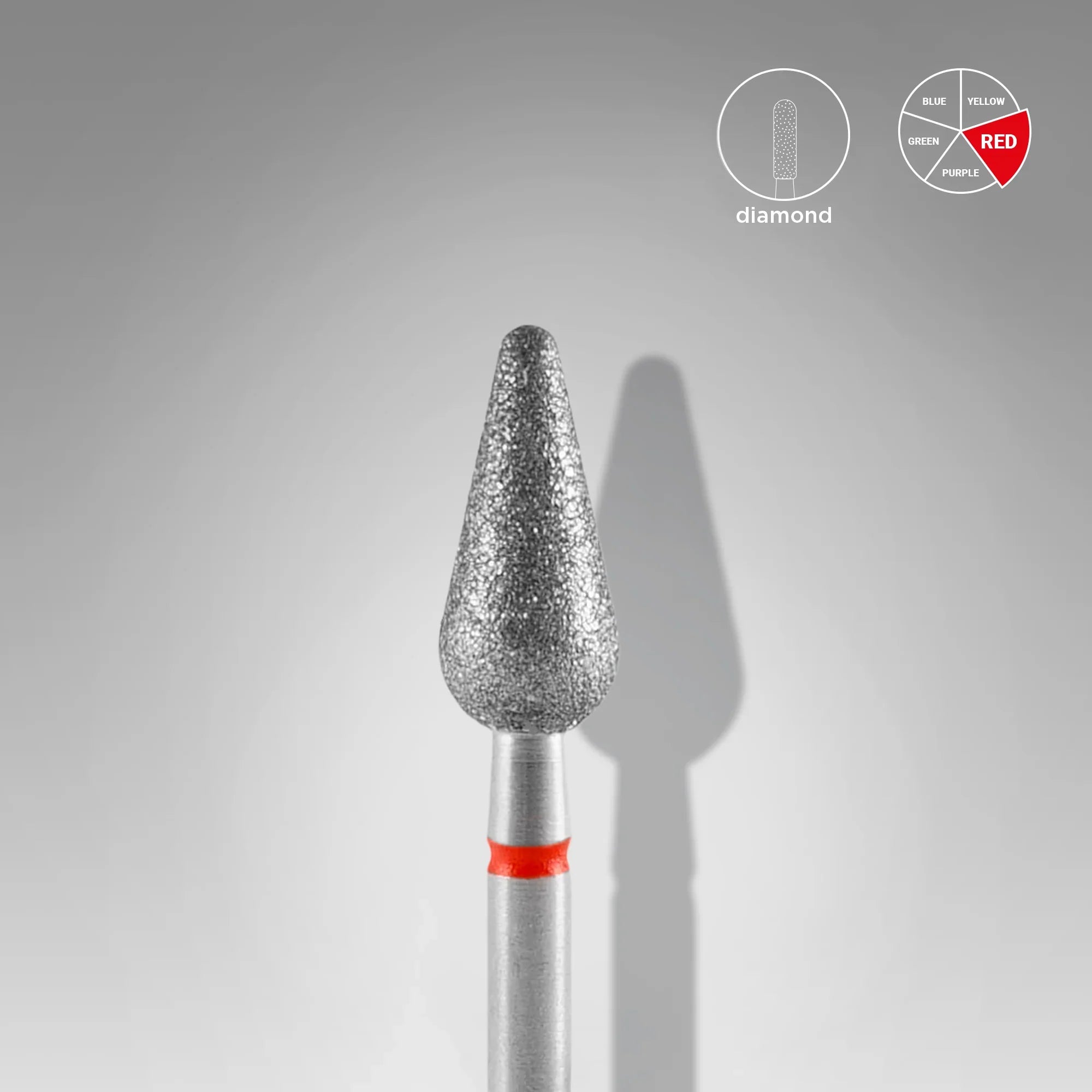 Staleks Diamond nail drill bit "pear" red, 5 mm