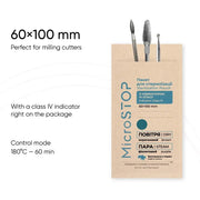 MicroStop ECO Dry Heat Sterilization Pouches with class 4 indicator Kraft Bags 60x100 mm (100 pcs)