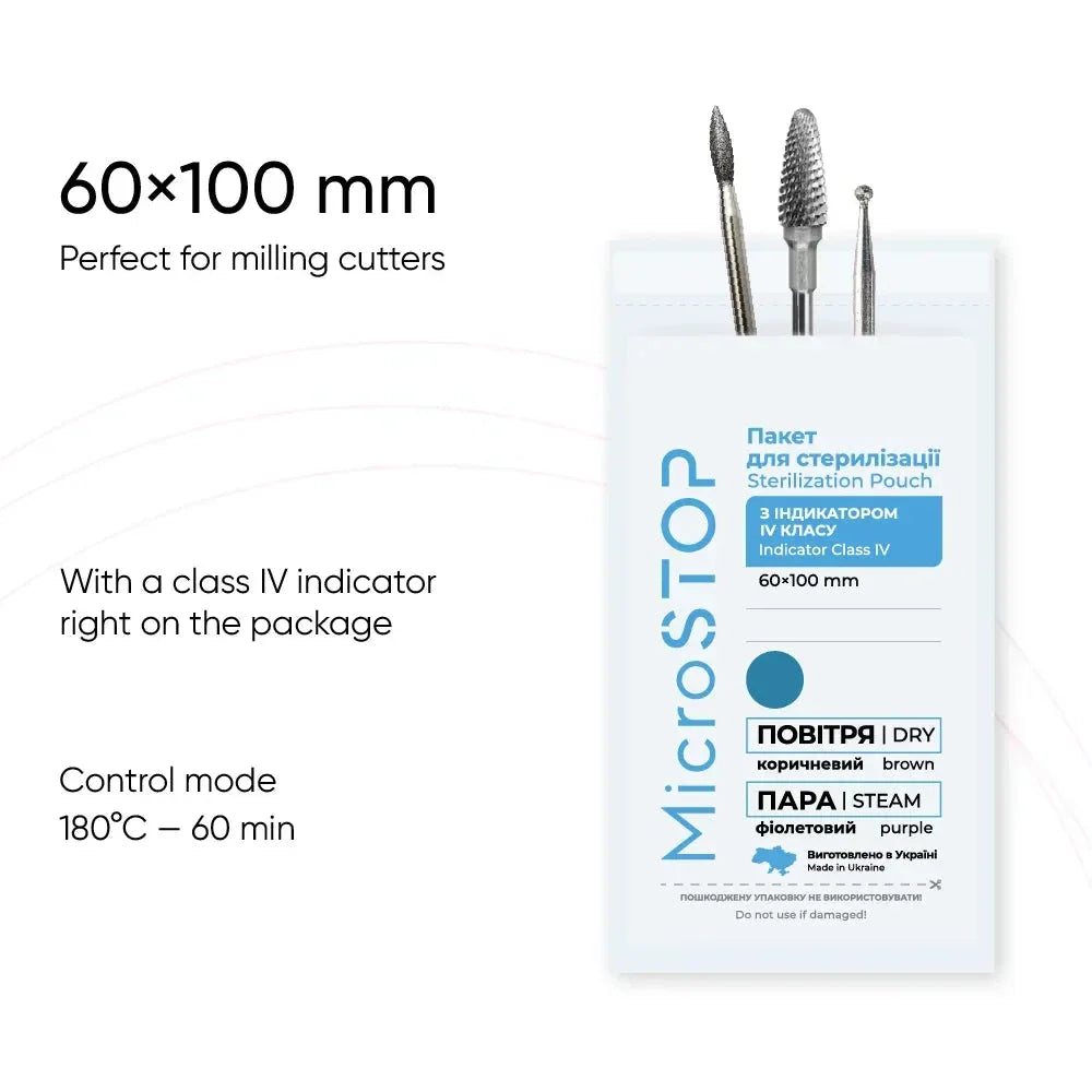 MicroStop Dry Heat Sterilization Pouches with class 4 indicator 60x100 mm (100 pcs)
