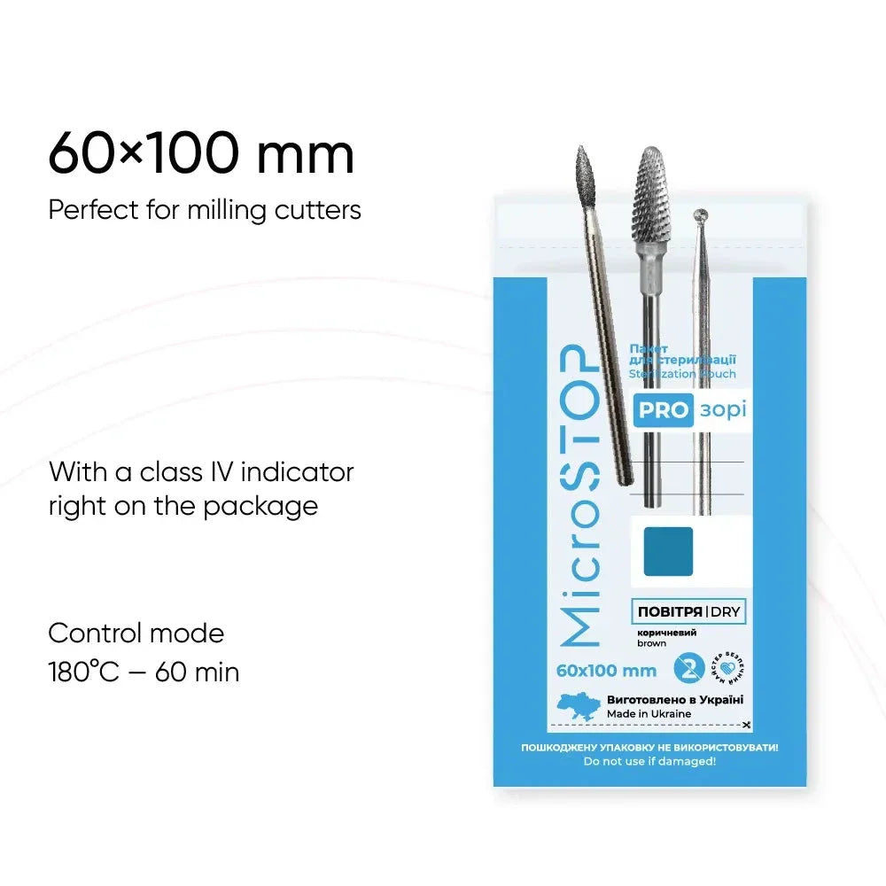 MicroStop PROzori Dry Heat Sterilization Pouches With Class 4 Indicator 60x100 mm (100 pcs)