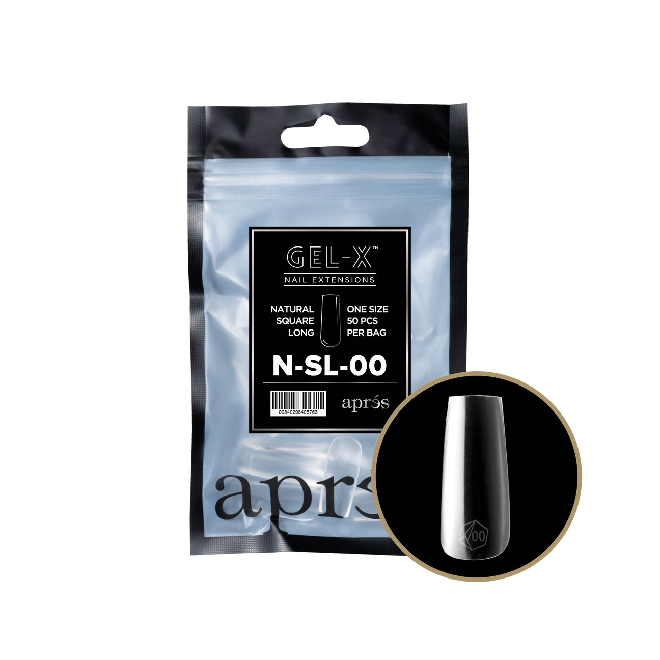 Gel-X® Natural Square Long Refill Bag – Size 00 (50pcs)