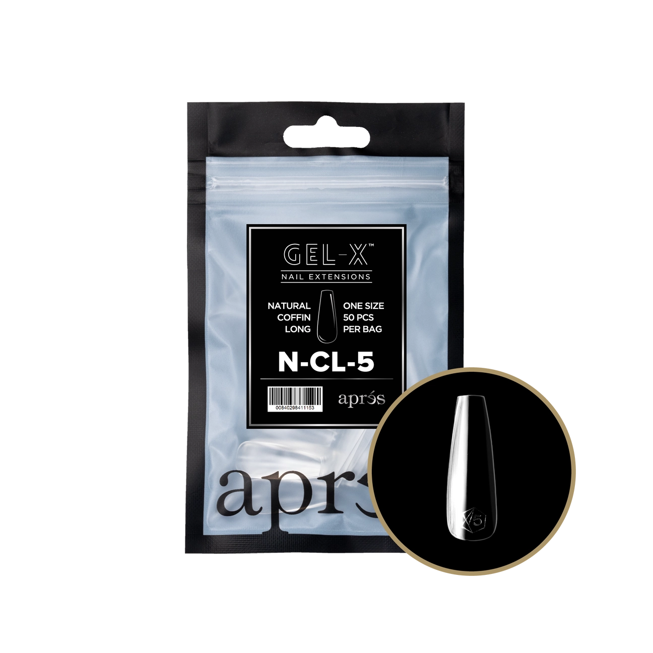 Gel-X® Natural Coffin Long Refill Bag – Size 5 (50pcs)