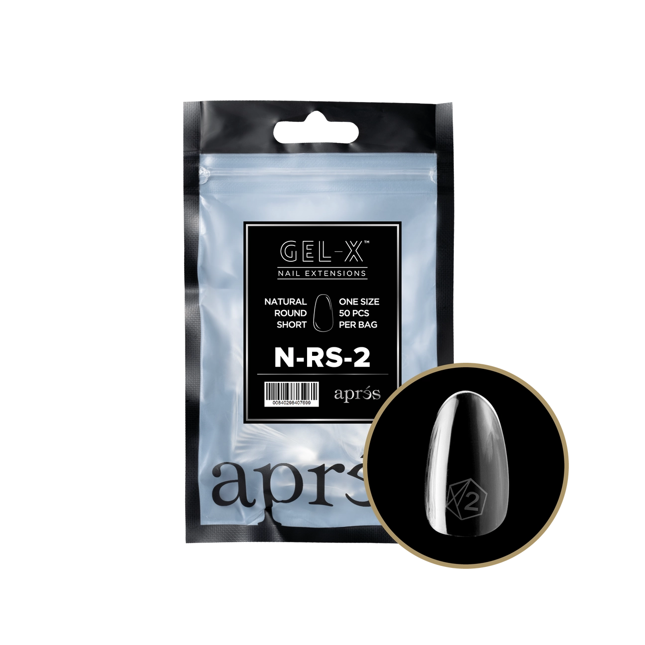 Gel-X® Natural Round Short Refill Bag – Size 2 (50pcs)