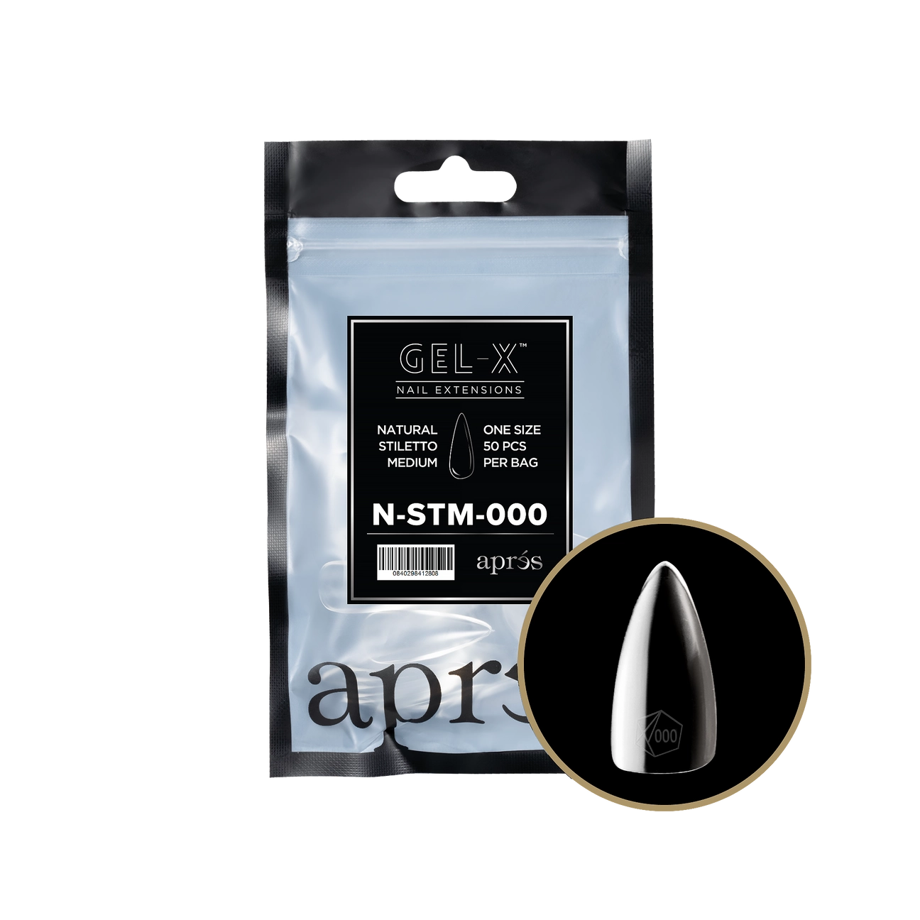 Gel-X® Natural Stiletto Medium Refill Bag-000 (50pcs)