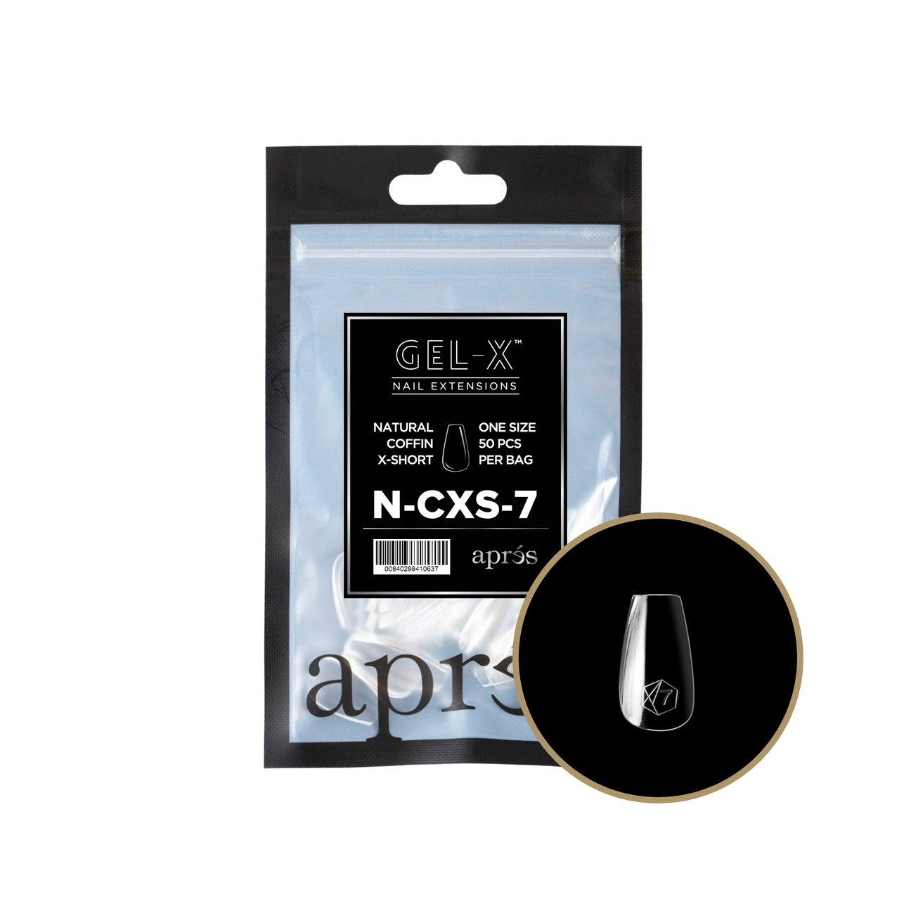 Gel-X® Natural Coffin Extra Short Refill Bag – Size 7 (50pcs)