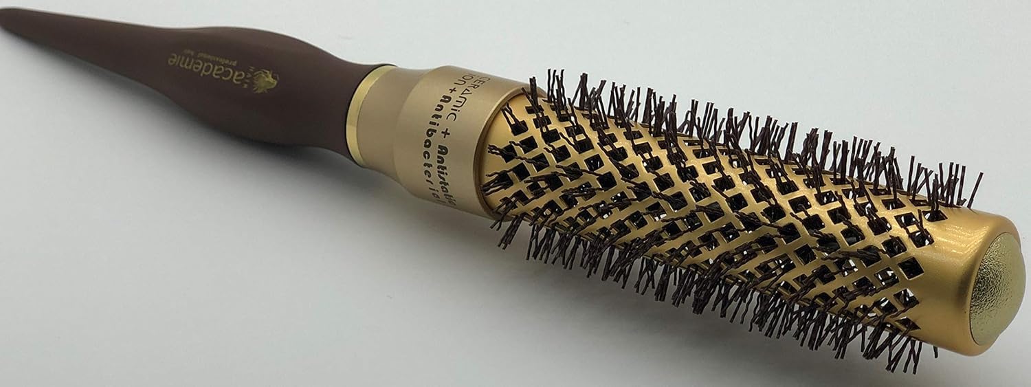 Round Hair Brush Small 25mm – Gold Barrel Blow Dry Brush for Styling Short Hair