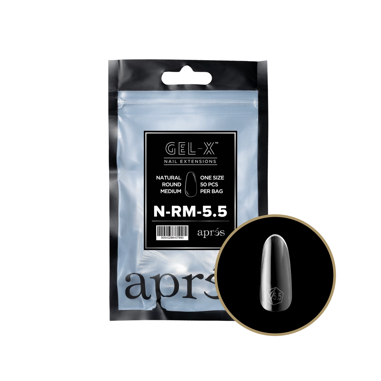 Gel-X® Natural Round Medium Refill Bag – Size 5.5 (50pcs)