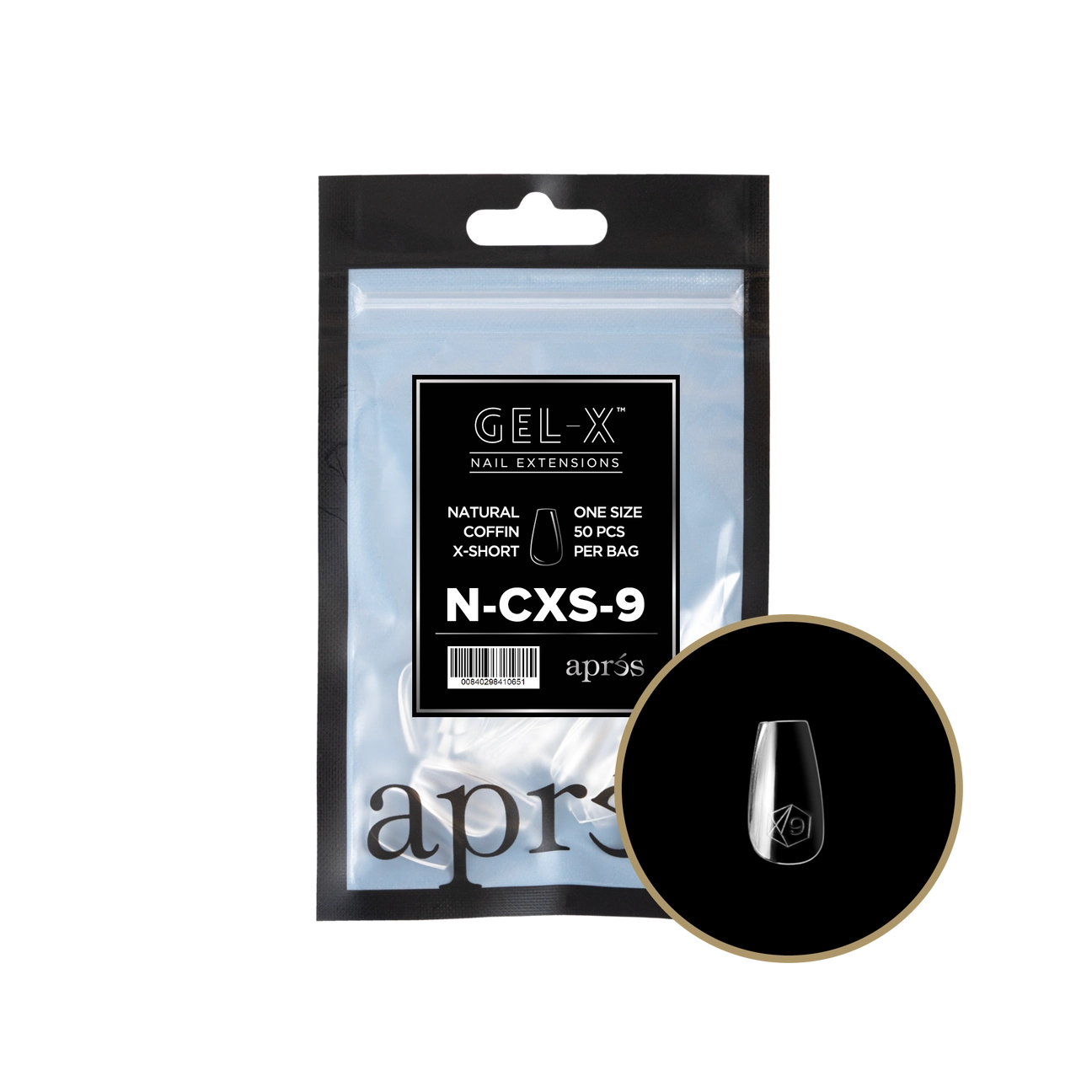 Gel-X® Natural Coffin Extra Short Refill Bag – Size 9 (50pcs)