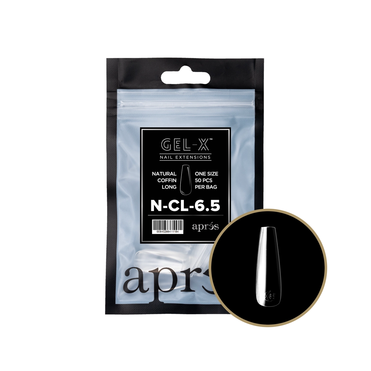 Gel-X® Natural Coffin Long Refill Bag – Size 6.5 (50pcs)