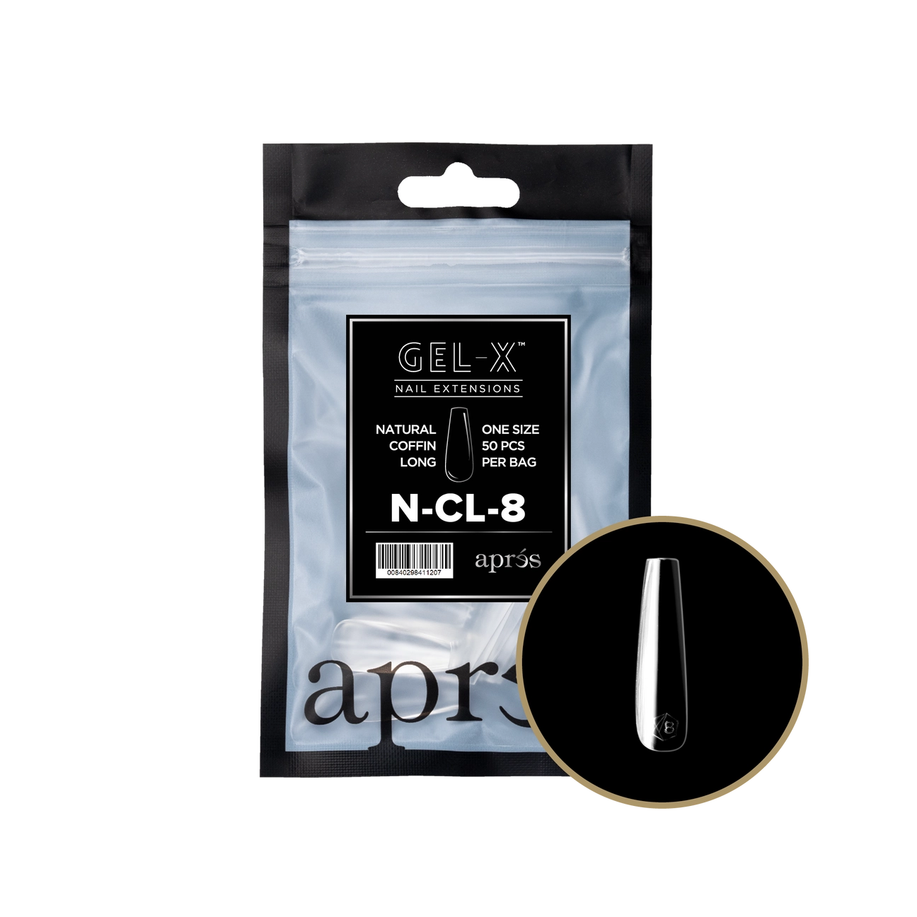 Gel-X® Natural Coffin Long Refill Bag – Size 8 (50pcs)