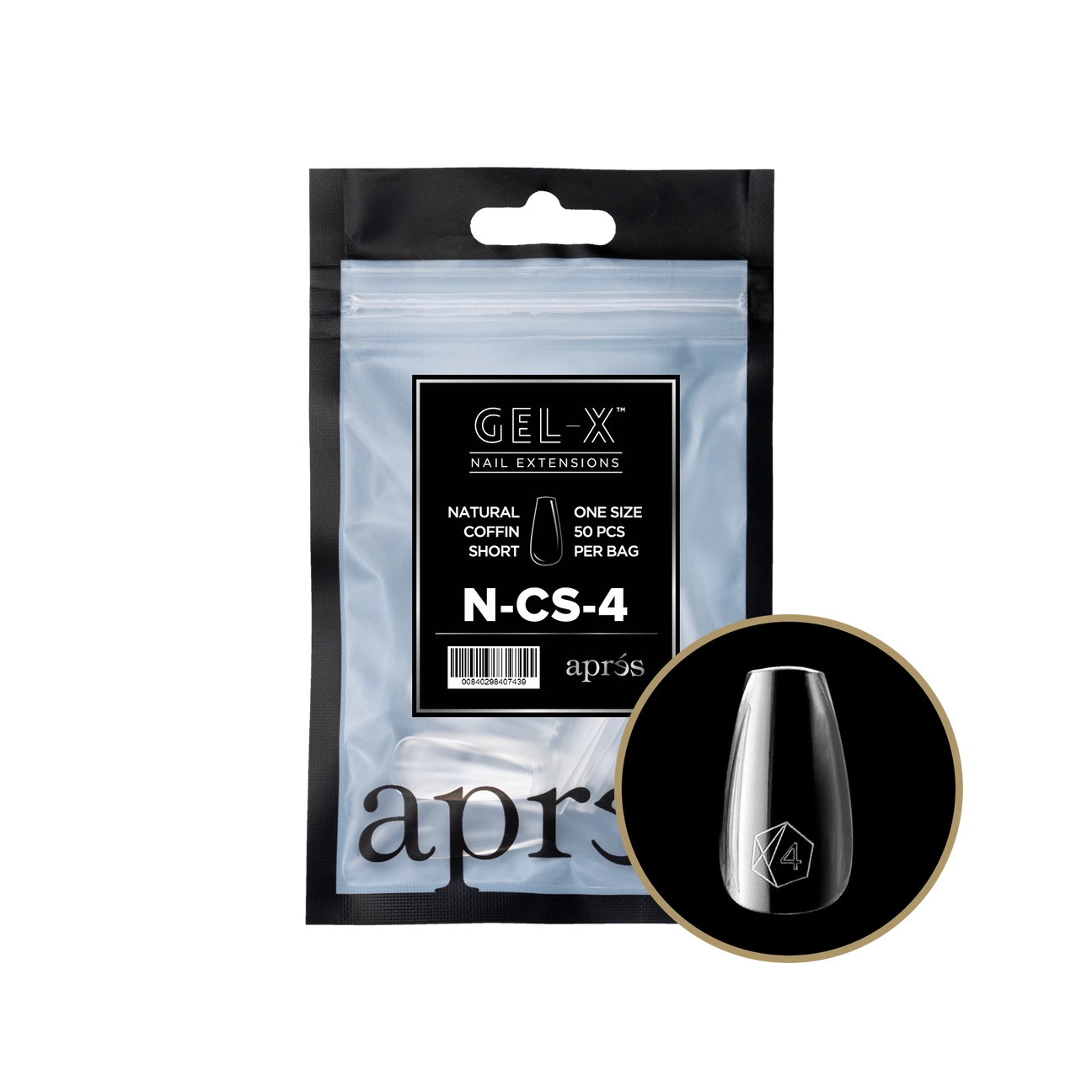 Gel-X® Natural Coffin Short Refill Bag – Size 4 (50pcs)