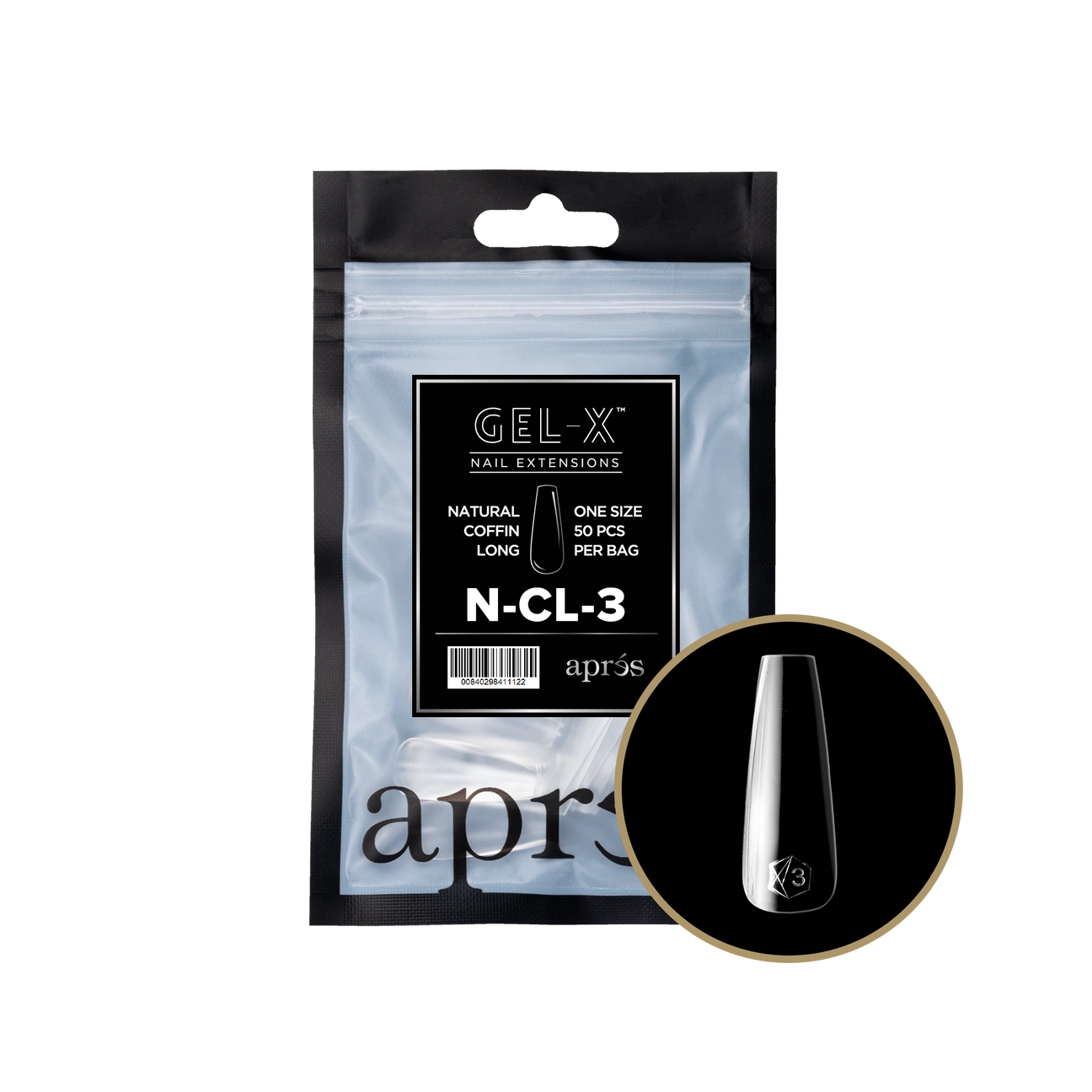 Gel-X® Natural Coffin Long Refill Bag – Size 3 (50pcs)