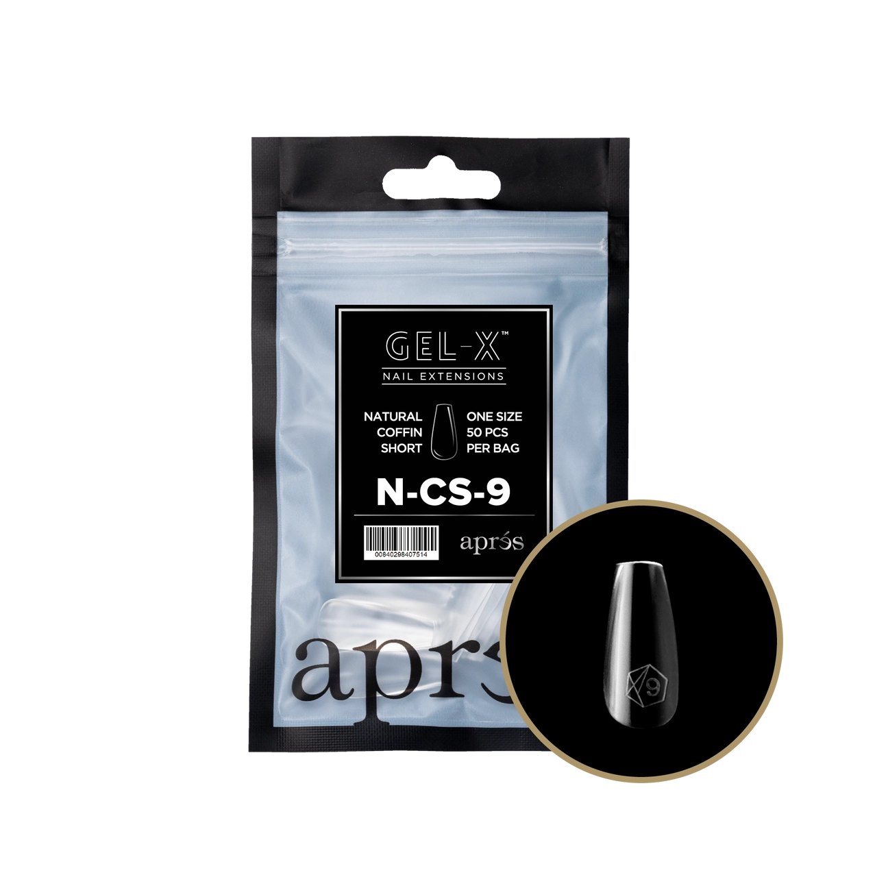 Gel-X® Natural Coffin Short Refill Bag – Size 9 (50pcs)