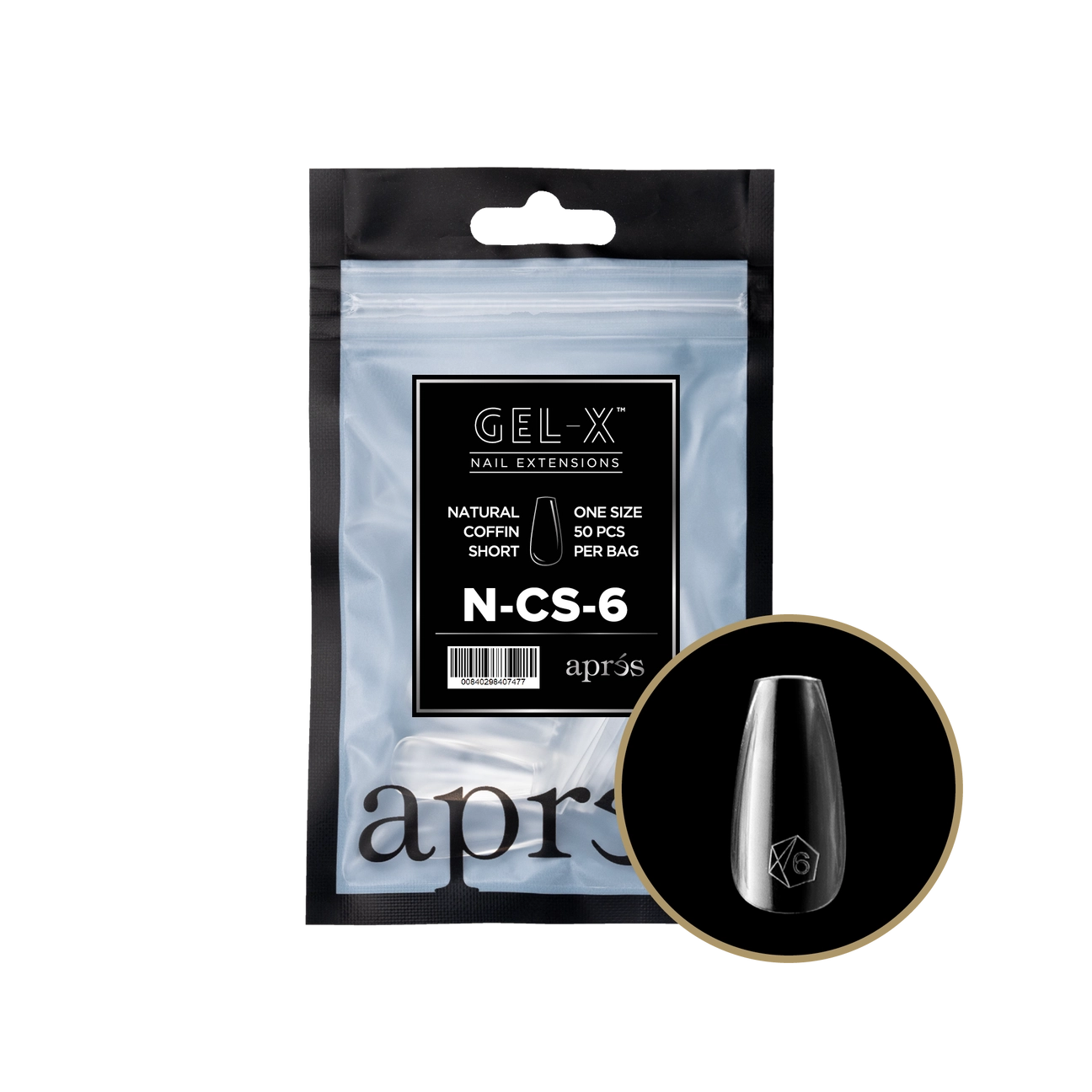 Gel-X® Natural Coffin Short Refill Bag – Size 6 (50pcs)